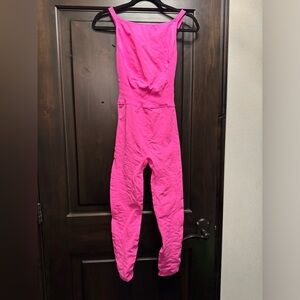 Hot pink free people good karma high neck onesie